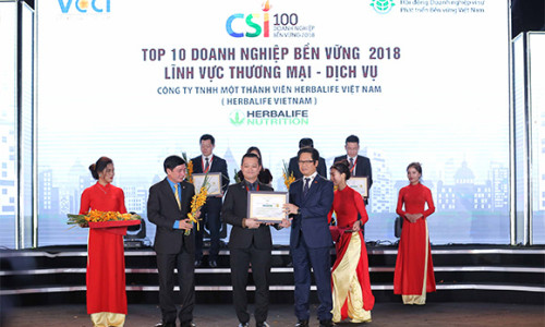 Herbalife được vinh danh ‘Top 100 doanh nghiệp bền vững Việt Nam 2018’ và ‘Top 10 doanh nghiệp bền vững lĩnh vực dịch vụ thương mại”