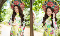 Sức quyến rũ của Hoa hậu Đoàn Hồng Trang trong tà áo dài đài cát